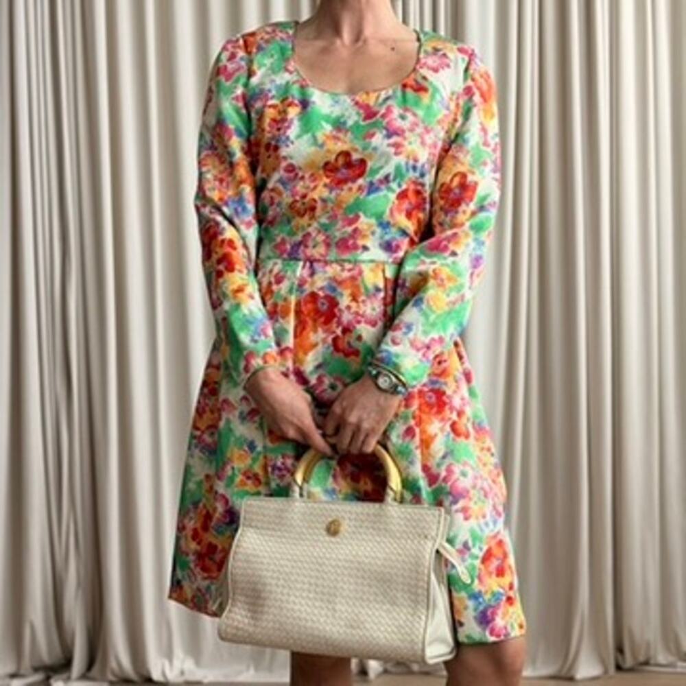 Chuck Jones Long Sleeve Floral Garden Party Dress - Size 12 - Picture 5 of 8